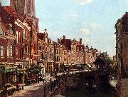 unknow artist Townsfolk shopping along the Oudegracht, Utrecht, The Netherlands Spain oil painting artist
